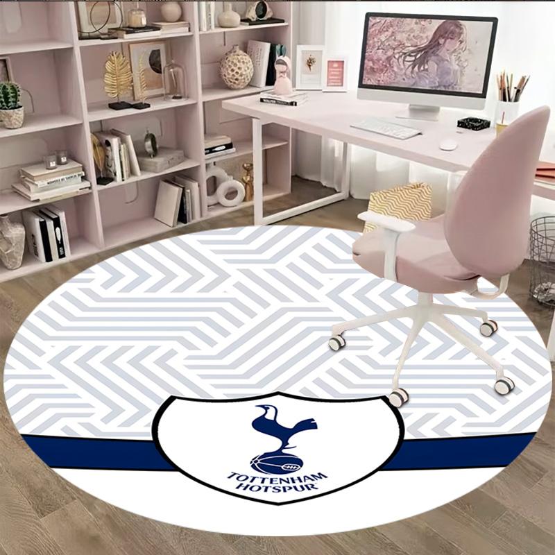 1pc T-Tottenham Hotspur Carpet, Round Rug, Comfortable, Suitable for Entryways, Living Rooms, Office, And Bedrooms, Christmas Decoration