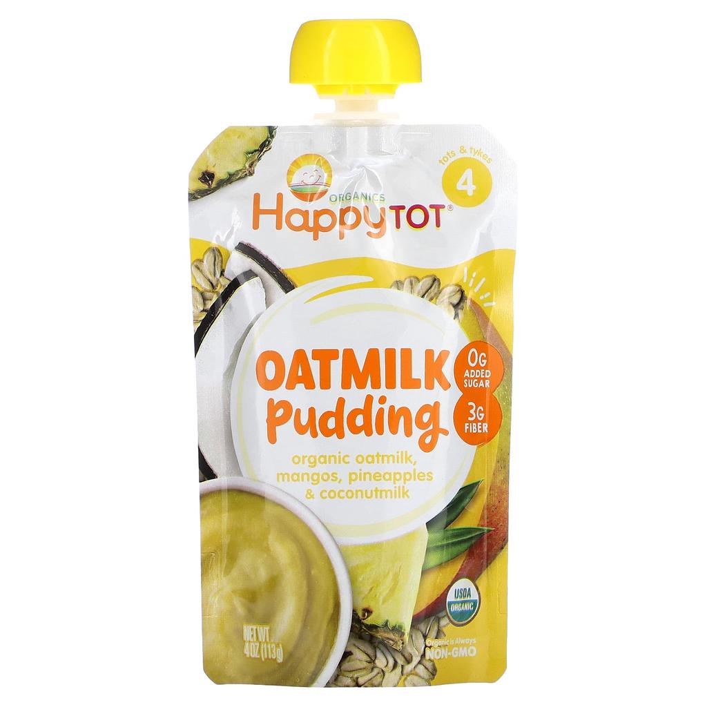 Happy Family Organics Happy Tot, Oatmilk Pudding, Step 4, Organic Oatmilk, Mango, Pineapple and Coconut Milk, 4 Oz (113 G)