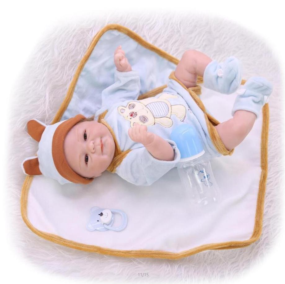 Силиконовая кукла REBORN 42см BABY DOLL с одеждой магнитной соской бутылочкой свидетельством о рождении для девочек
