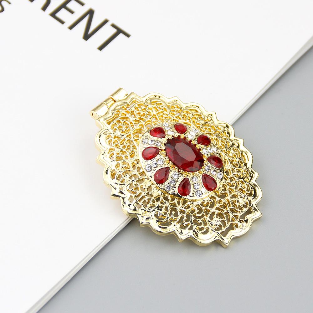 Gold Jewelry Women's Brooch Round Crystal Brooch Arabian Bride Bijoux Brooch Pendant Dual Purpose