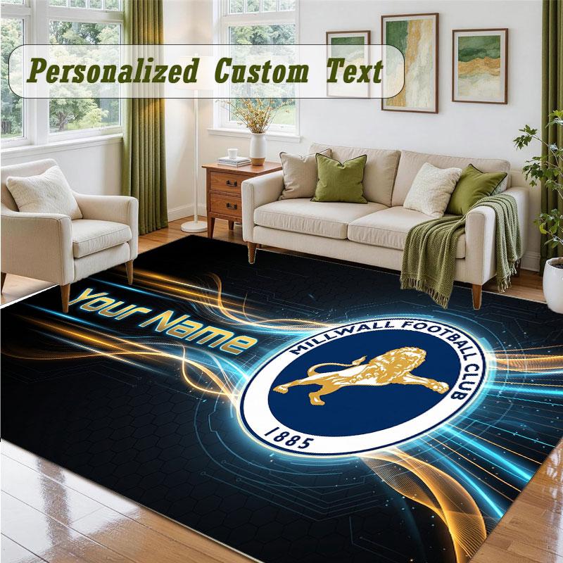 Crystal Velvet Square Rug Custom NameMillwall FC Pattern Non Slip Home Floor Decor Rug