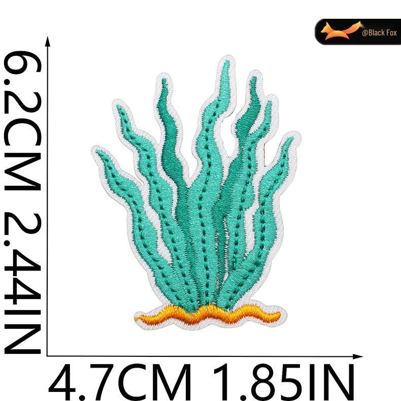 Black Fox Marine Life Cartoon Embroidered Patches for Children's Bags