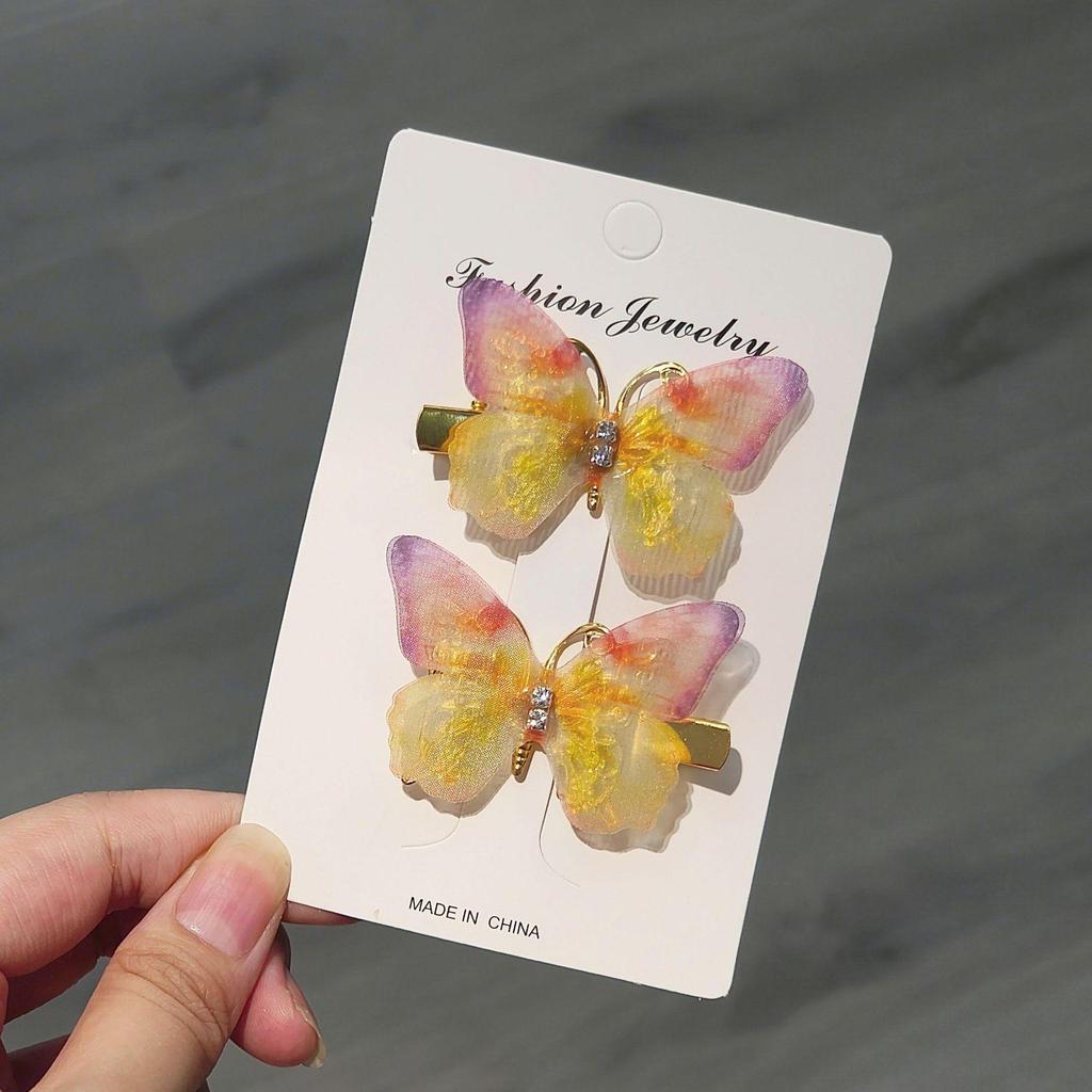 Градиентная заколка-бабочка для детей - симпатичная заколка-уточка из сетки и сплава, идеально подходит для стилей ханьфу и феи