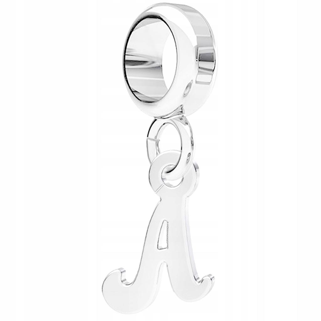 Charm Silver Plate with Letter Initial Sign Letter Initial A Silver 925