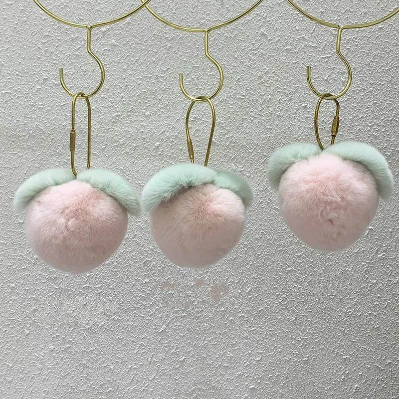 1 пара подвесок в виде персика, кроличья шерсть, украшение в виде сердца, автомобильная розовая сумка, брелок для ключей, Sailor Moon, Honkai Star Rail