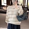 2024 Women's New Spring and Autumn Splicing Pullovers O-Neck Striped Hollow Out Fashion Loose Casual Long Sleeve Knitted Top