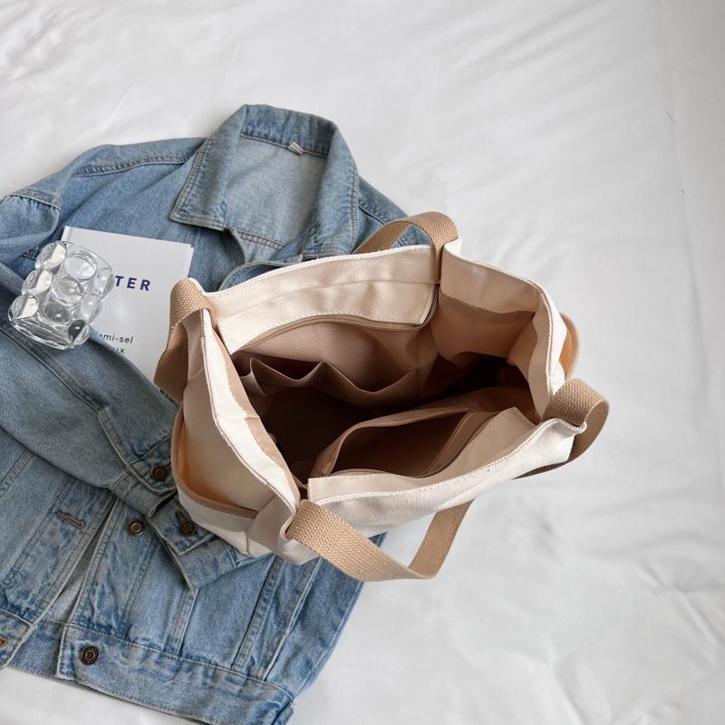 Большая вместительная холщовая сумка-тоут, женская сумка, студенческая сумка через плечо для студентов колледжа