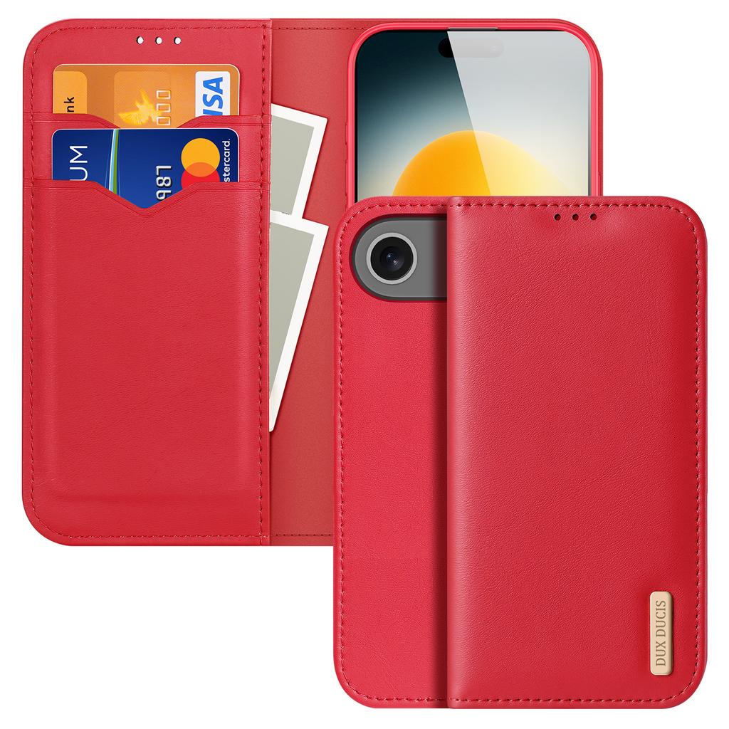 For iPhone 17 Air Case DUX DUCIS Hivo Series Cowhide Leather RFID Blocking Wallet Stand Flip Phone Cover