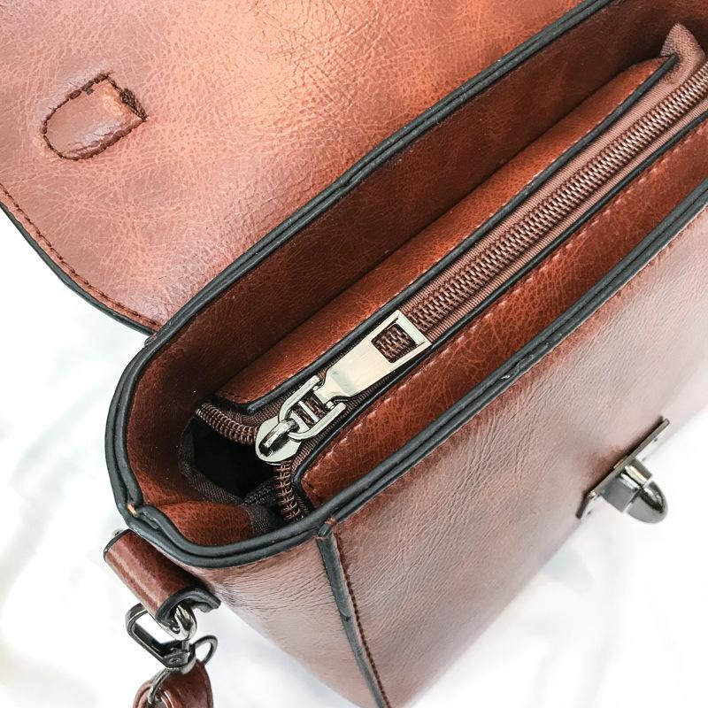 Small Square Bags For Women Fashion Solid Color Designer Crossbody Shoulder Bag Vintage PU Leather Handbags Female Bag