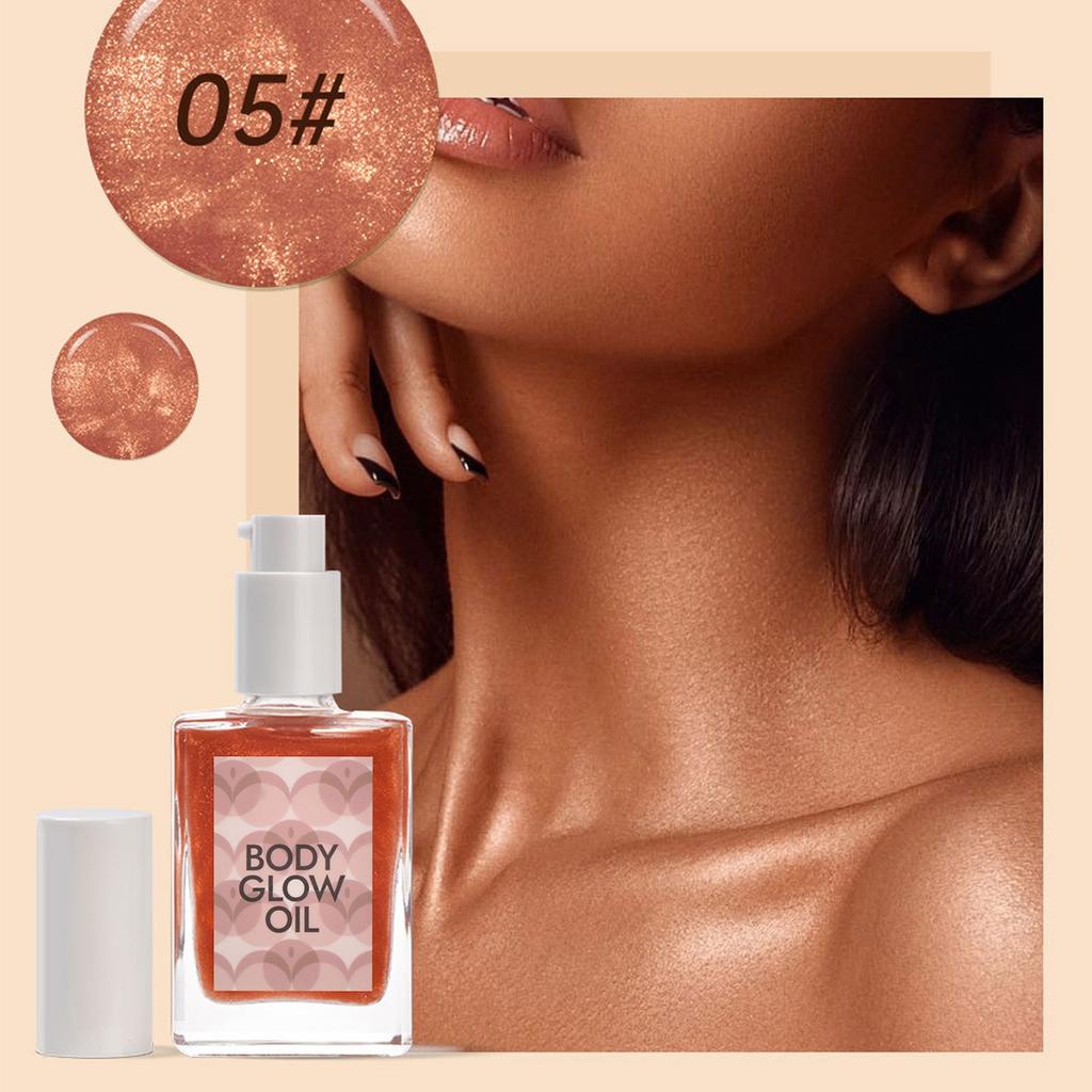 Масло для тела с блестками 5 цветов, сияющий жемчуг, хайлайтер для тела, жидкий хайлайтер, осветляющая жидкость для всего тела, 30 мл