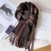 Wool Scarf Men and Women Winter Girls Plaid Scarf Atmosphere Pink Gray Plaid Birthday Gift