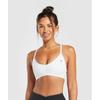 Gymshark Спортивный бюстгальтер с рюшами и бретельками, белый B6a6i Wb57