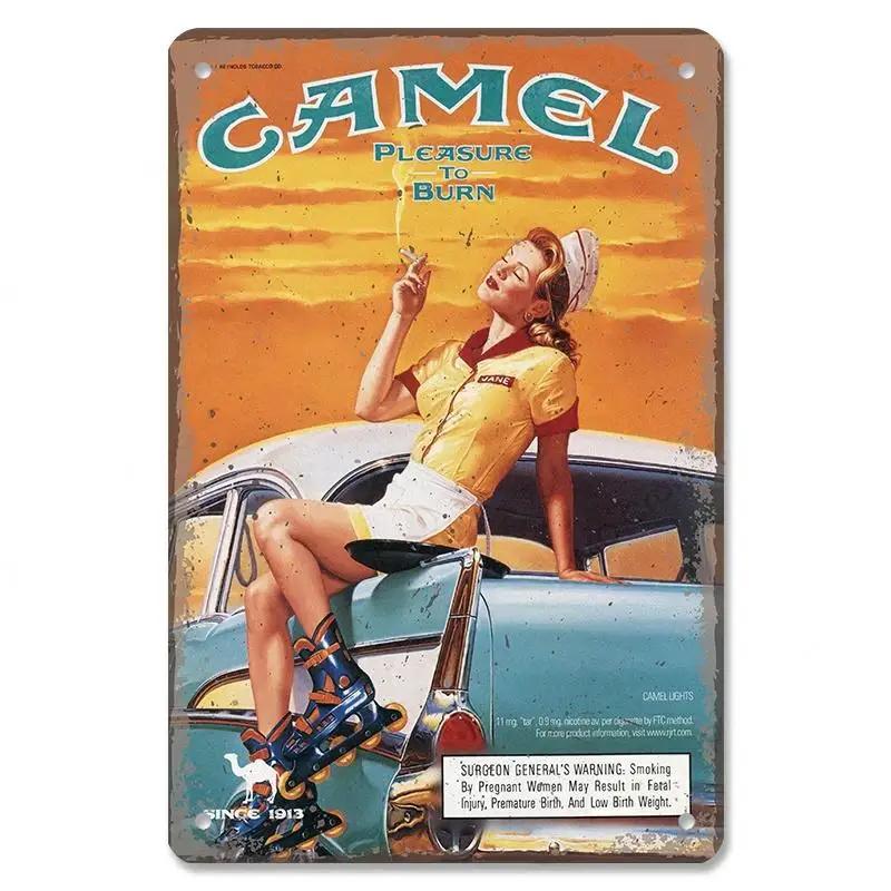 Сексуальная девушка в стиле пин-ап для девочек, винтажная металлическая жестяная вывеска, пиво, кола, самолет, металлический постер в стиле ретро для бара, паба, клуба, домашний настенный художественный декор