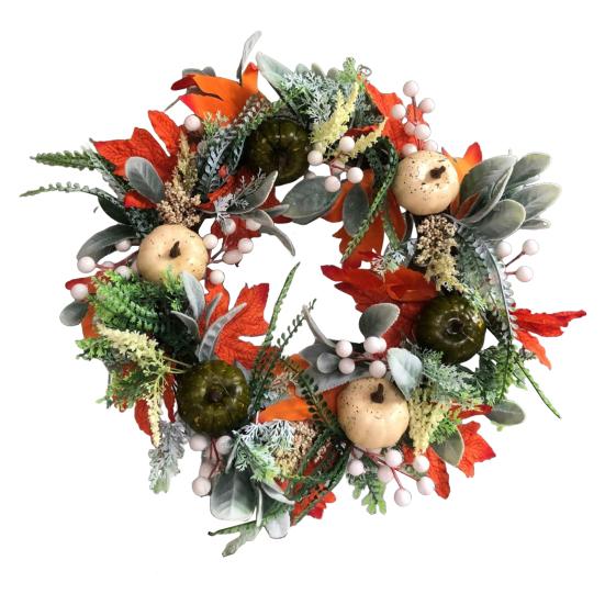 Осенний венок из пионов и тыкв, искусственная гирлянда из веток, винтажная цветочная гирлянда, сезонное украшение на дверь для Дня благодарения, декор урожая