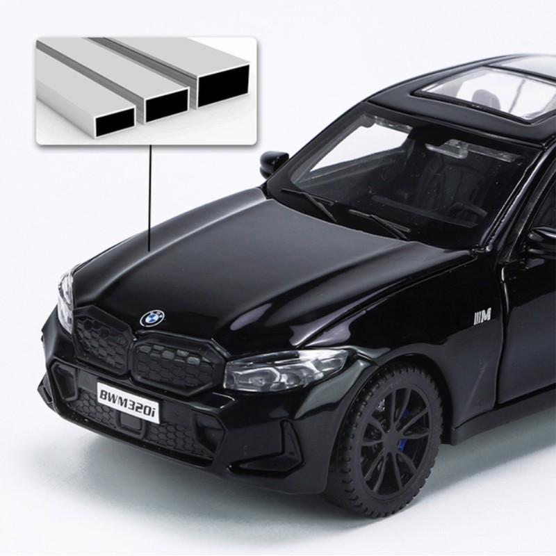 1/32 Scale BMW 320i THE 3 2023 Alloy Car Model Diecast Metal Toy Vehicles Model Simulation Sound and Light Collection Boy Kid Toy Gift