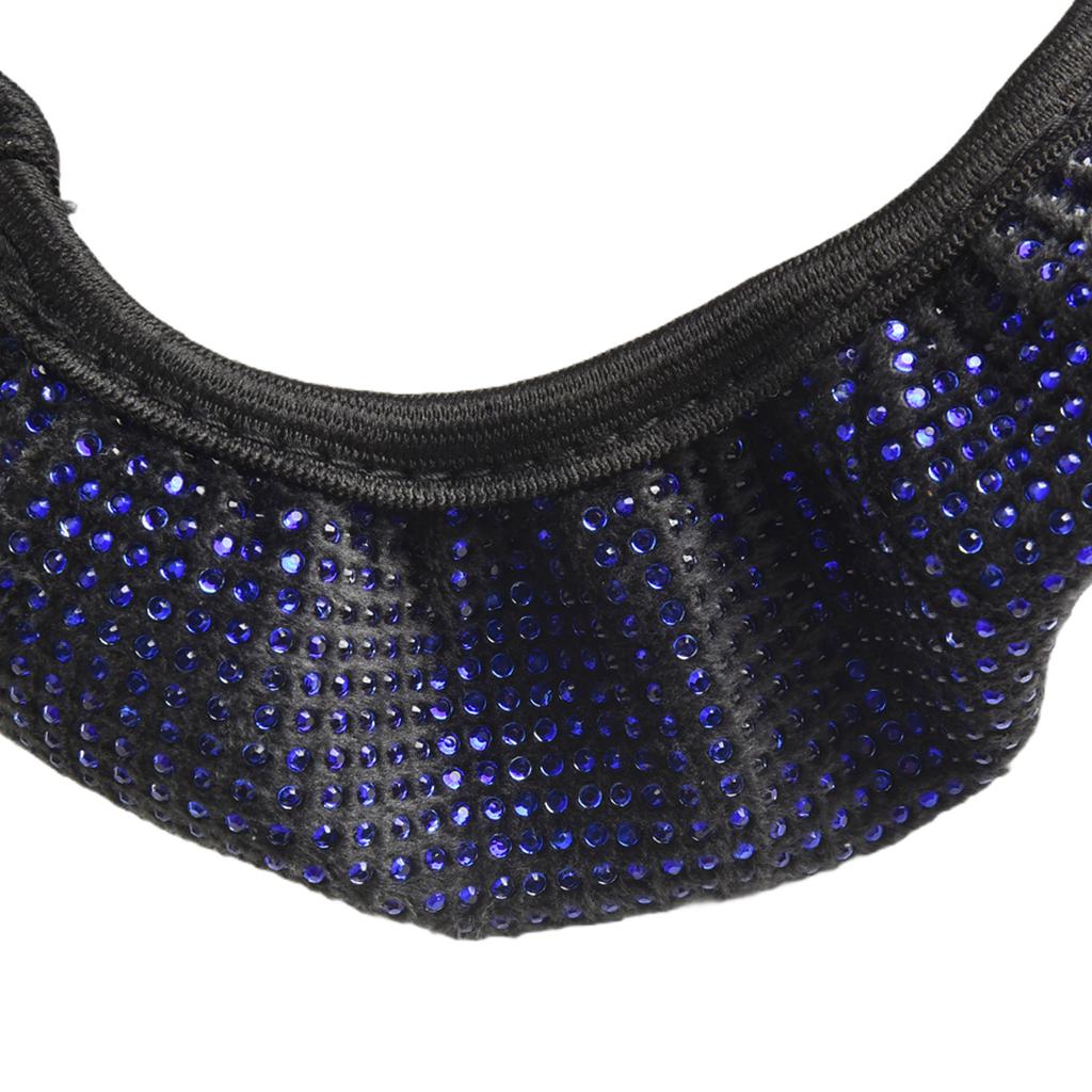 Car Steering Wheel Cover Fashion Rhinestone Upgrade 14.5-15\\\" Accessories Black Plush Bling Easy Installation