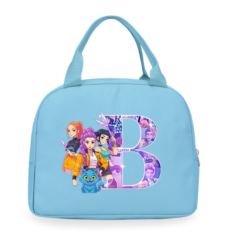 Trend Kpop Anime Cartoon Peripheral 26 Letter Printing Bento Bag Commuter Portable Lunch Box Bag