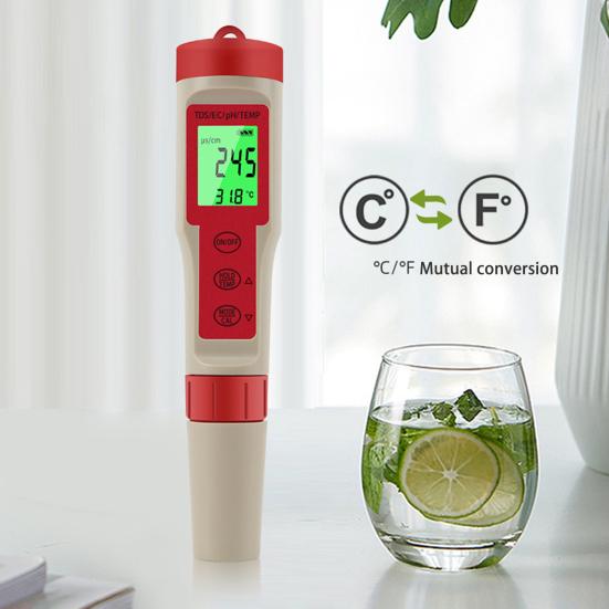 Детектор качества воды PH-метр Высокоточный высокоточный дизайн подсветки Легко читаемый Автоматический EC-тестер PH воды с ATC
