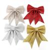 6pcs Christmas Tree Decoration Glitter Bows Hanging Handmade Xmas Party Ornament ADM