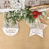 1/4Pcs Wooden Merry Christmas Ornament Farmhouse Rustic Xmas Tree Hanging Double Layer Splicing Love Heart Star Round Shape Holiday Decoration