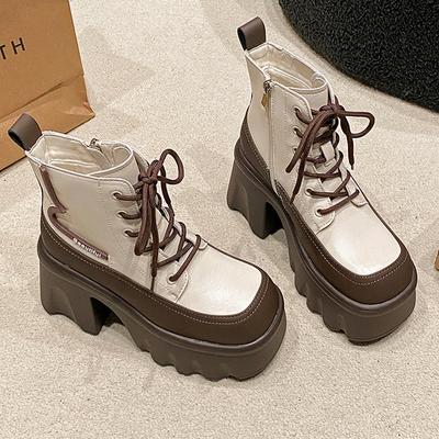 Модные ботильоны для женщин на высоком каблуке, модная обувь на шнуровке, платформа, дизайнерские туфли-лодочки, зимние женские 2025, массивные готические челси, ботильоны женские