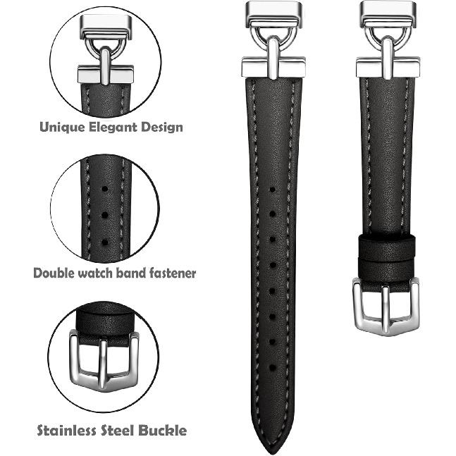 Leather Bands Compatible with Fitbit Inspire 3 Bands, Replacement D-Shaped Watch Straps Soft Wristband for Fitbit Inspire 3 Fitness Tracker Women&Men