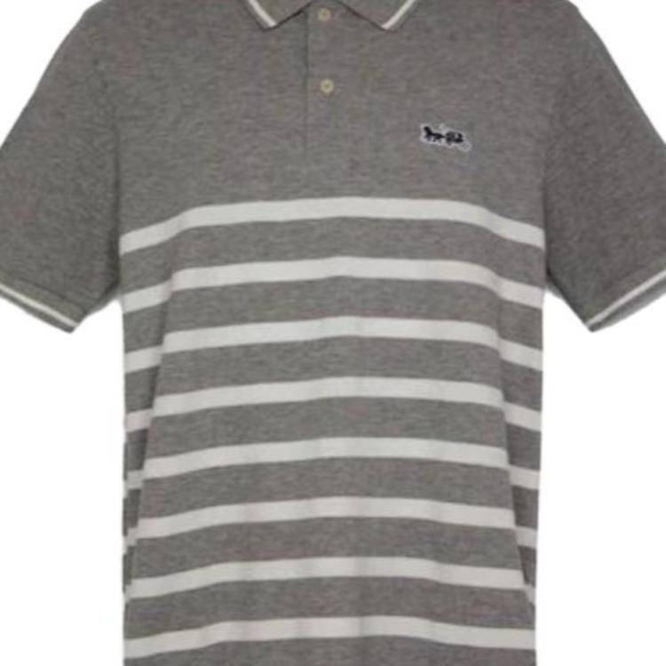 COACH Polo Shirts Men's Gray Polo Collar Moderate Straight Fit C3121-LEB