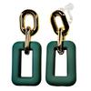 Серьги для женщин Популярные серьги Painless Gold Square Large Square Green Hoop Earrings Серьги из смолы Miyabi Grace Miyabi Grace Непроколотые