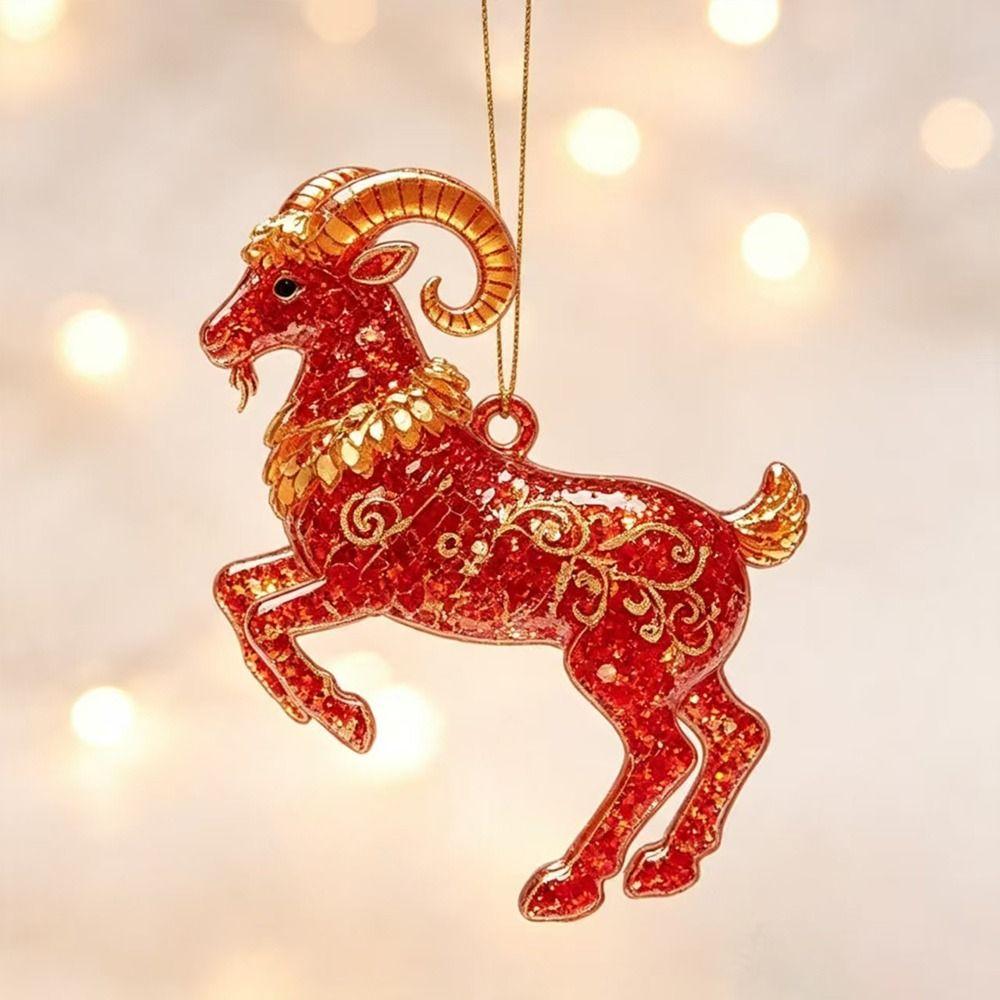 Shining Goat Pendant Acrylic Christmas Tree Ornament Goat Hanging Ornament Set  Shop Window Display