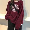 Поддержка свитер женский тонкий свободный круглый вырез колледж стиль повседневный длинный рукав куртка с алфавитом