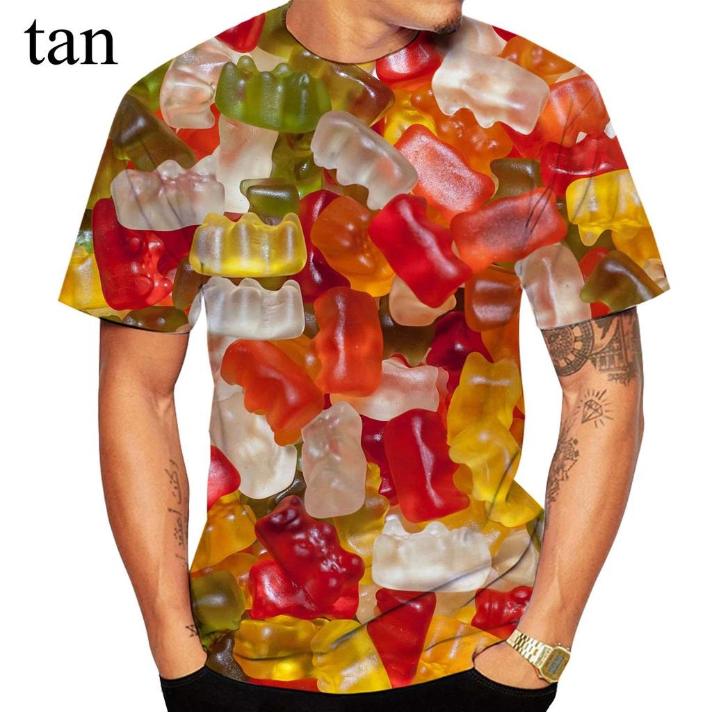 Fashion Candy Pattern Casual 3D Print Round Neck Short Sleeve Men's T-shirts