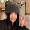 Bow Knitted Pullover Hat Sweet Cool Winter Wool Hat Windproof Cat Ears Beanie Hat  Winter