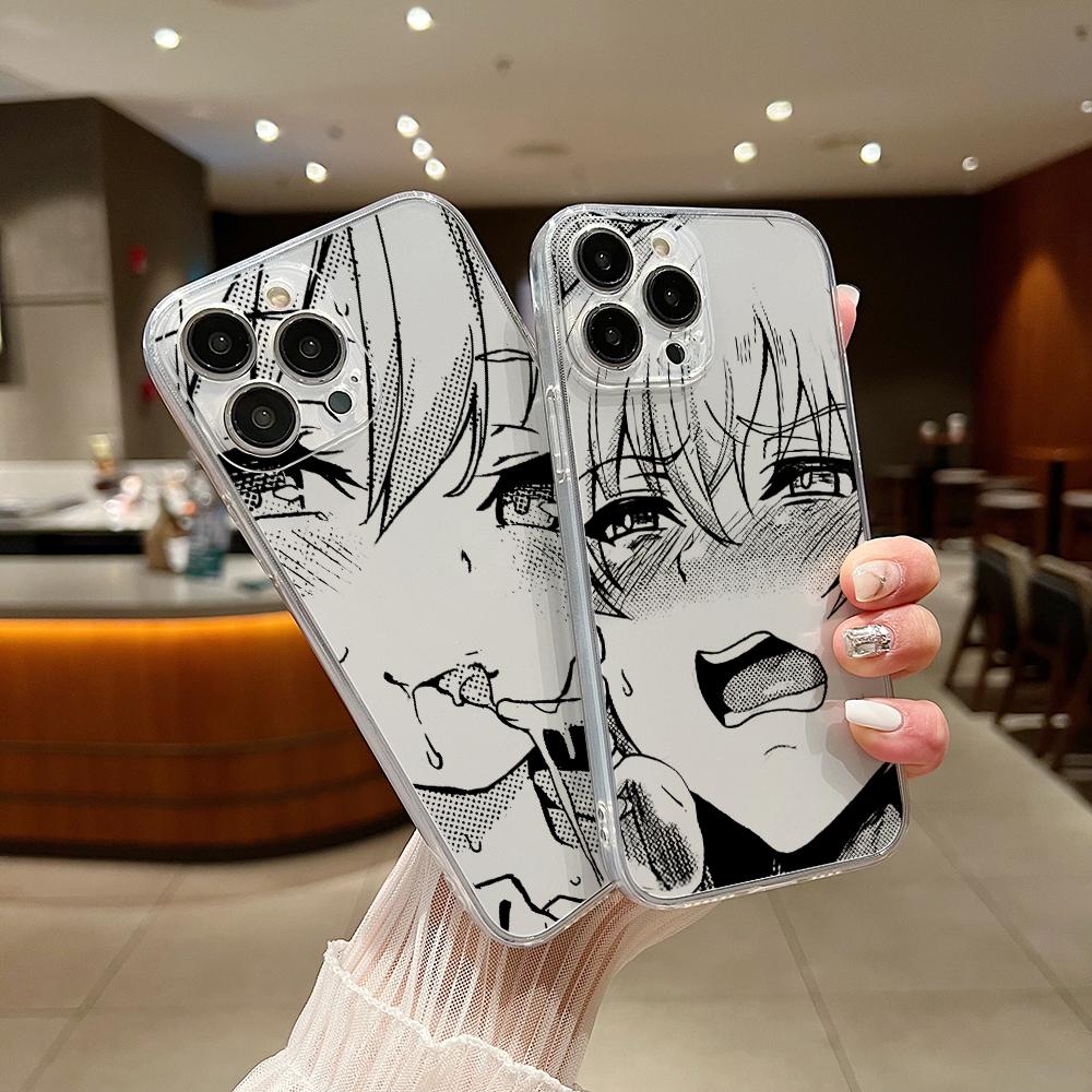Чехол для телефона Cute girl trend Anime для iPhone 16 15 14 13 12 11 Mini Pro Max X XR XSMax 7 8 Plus SE20 A-Ahegaos Прозрачный чехол