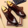 Men's Formal Leather Monk Shoes - European & American Style, Alligator Pattern, Square Toe, Retro Handmade