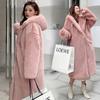 Autumn and Winter Thickened Imitation Rabbit Fur Long Hooded Loose Knee Jacket Women's Plush Coat Imitation Fur