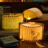 Book Shaped Lamp Foldable Chinese Calligraphy Decor Light DIY Book Lamp for Nightstand Bedside Reading