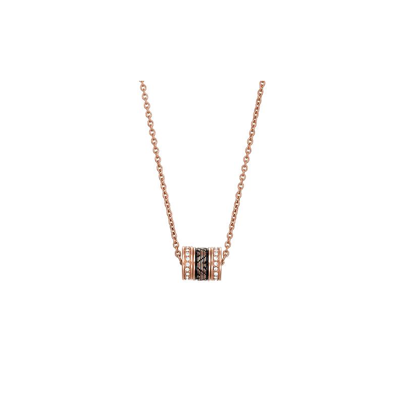 Emporio Armani Модное Розовое Золото Алмазные Черные Бусины Трансферные Бусины Женское Нержавеющая Сталь Ожерелье Женское EGS2975221 F оригинальная сумка