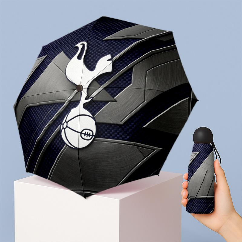 Tottenham Hotspur Pattern Printed Mini 5 Folds 8 Ribs Compact Umbrella Windproof Waterproof Lightweight Portable Folding