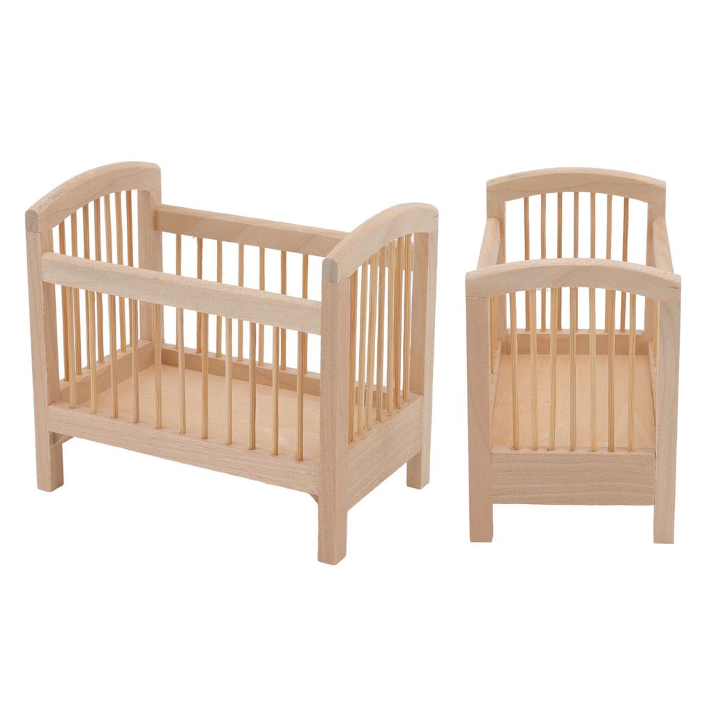 Миниатюрная детская кроватка 1/12 масштабная реалистичная деревянная мебель без заусенцев мини-кровать для кукольного домика