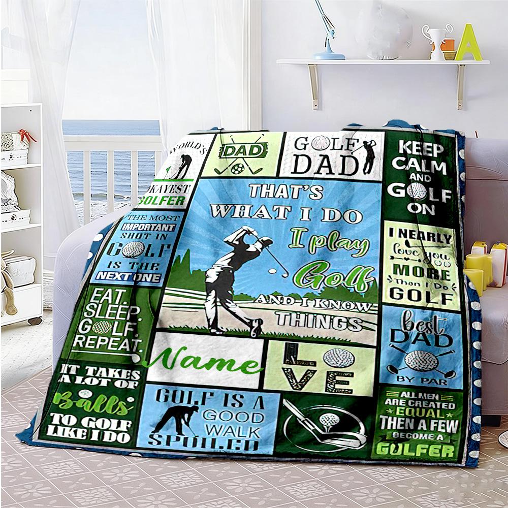 Green Golf5 Customize Your Name Blanket Throw Customizable Blanket Comfortable for Sofa Office Chair Home Decor Livingroom for All Occasions