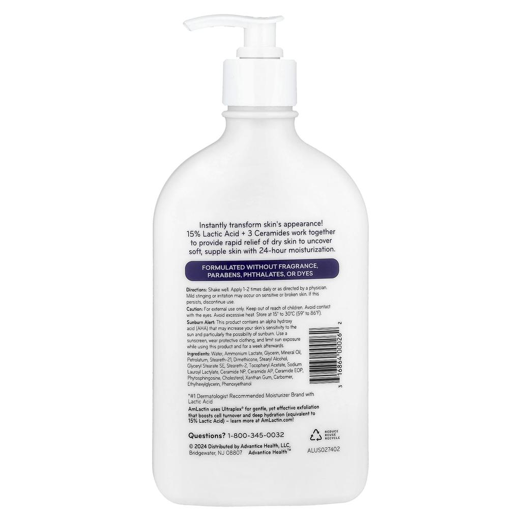 Intensive Healing, Exfoliating & Hydrating Aha Lotion, Dry & Flaky Skin, Fragrance Free, 400G(14.1Oz)