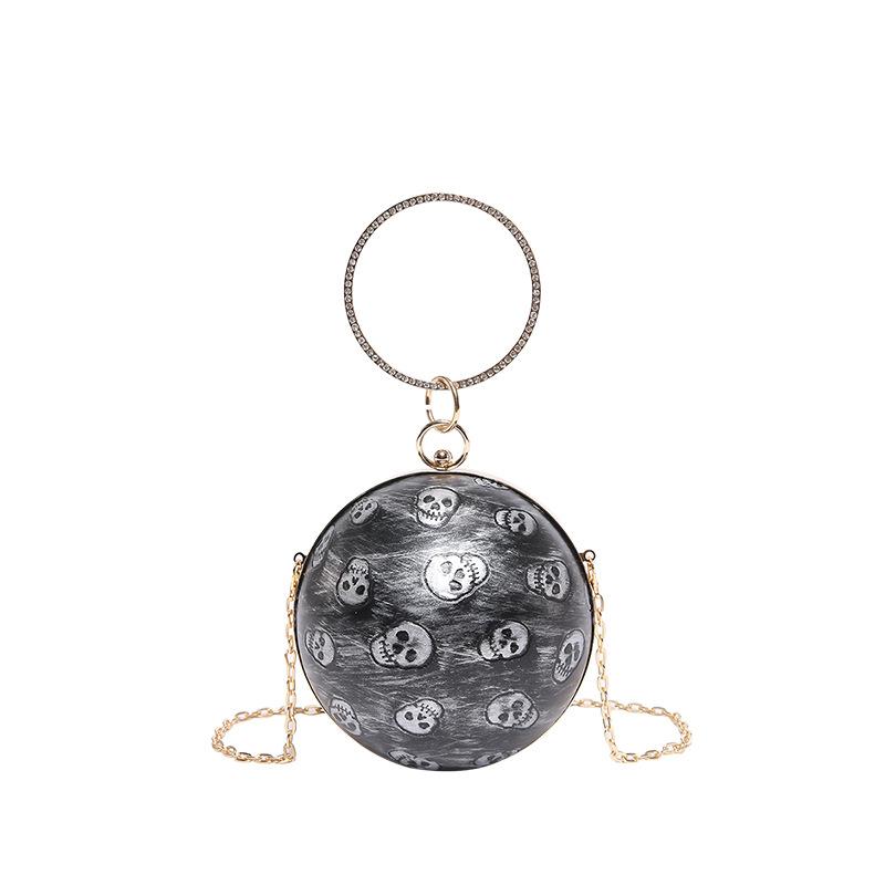 New Models Are Coming! Round Ball Handbag, Skull and Spider Elements, Personalized One-shoulder Messenger Women's Bag.