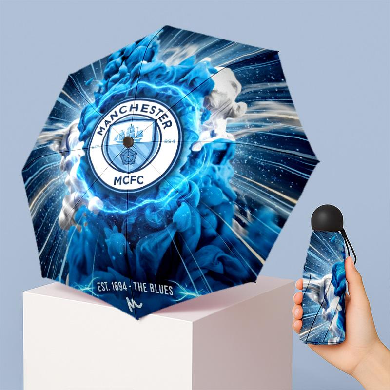 Мини-зонт Manchester City с принтом, 5 сложений, 8 спиц, компактный, ветрозащитный, водонепроницаемый, легкий, портативный, складной