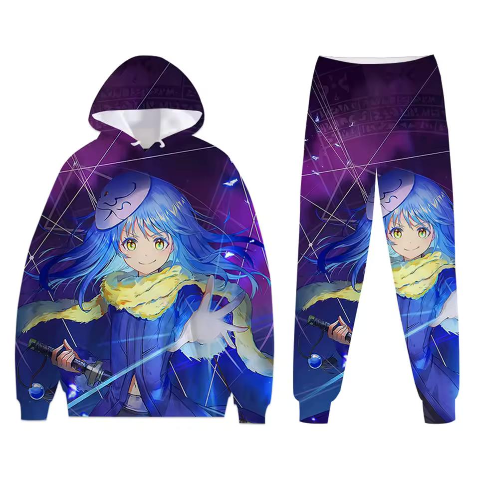 Модный аниме-костюм с худи и штанами Rimuru Tempest из That Time I Got Reincarnated As A Slime, 3D, высокое качество, спортивный костюм, комплект одежды