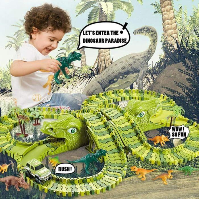 Конструктор DINOTRACKS - Модульная гоночная трасса с динозаврами - 240 деталей
