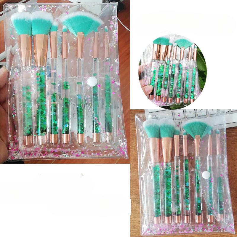 Новинка, 7 шт., набор кистей для макияжа с прозрачными кристаллами и блестками, алмазной ручкой, зыбучие пески, жидкая маслянистая ручка, косметический макияж