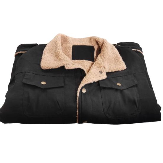 Мужская хлопковая куртка с лацканами, длинными рукавами, застежкой на пуговицы, утолщенной бархатной подкладкой, однотонное пальто с двумя боковыми карманами, зимняя верхняя одежда