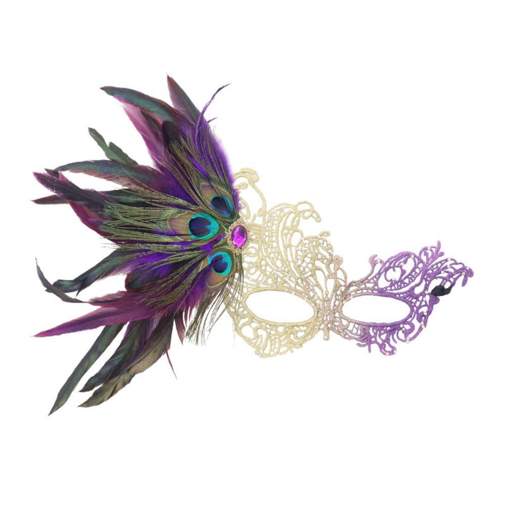Handmade Feathered Couple Masks Gradient Color Cosplay Masquerade Cosplay Festival Party