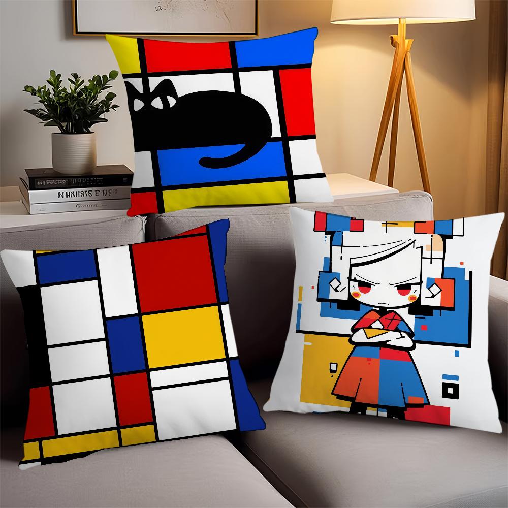 Fashion Print Piet Mondrian Pillow Case Office Cushions Suitable For Sofa Car Bedroom Decorative Cushion Cover