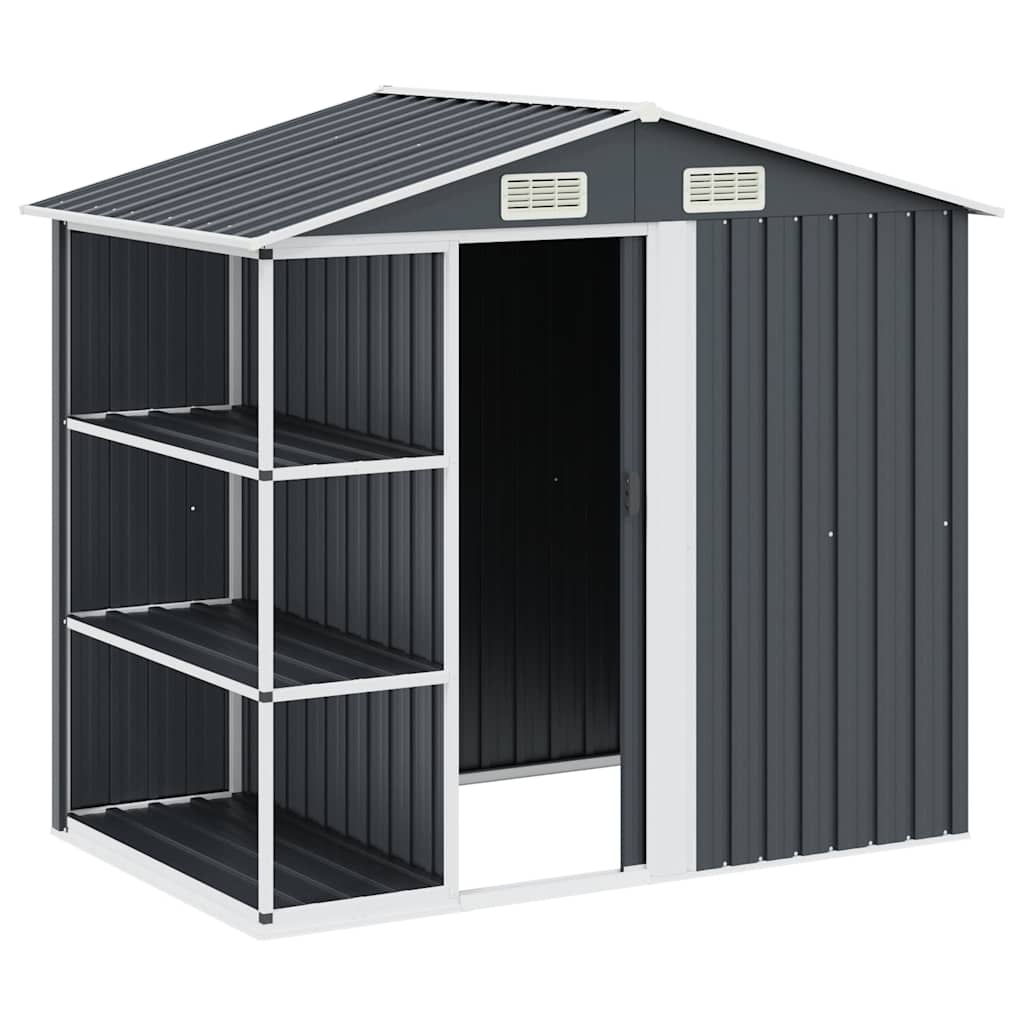 Садовый сарай с полкой Антрацитово-серый 205 x 130 x 183 см Железо